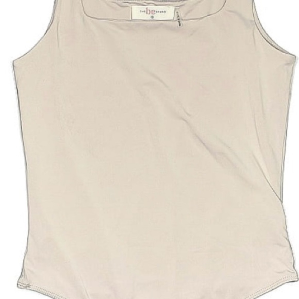 Beige Sleeveless square neck bodysuit